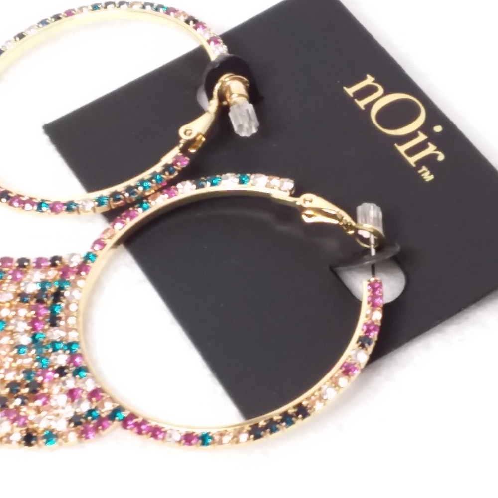 Hoop Multi-dangle Multi-color Rhinestones Noir - Picture 3 of 6